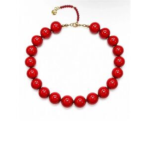 Genuine Red Agate Bead Necklace with Gold Accents - statement jewelry by Mayamar